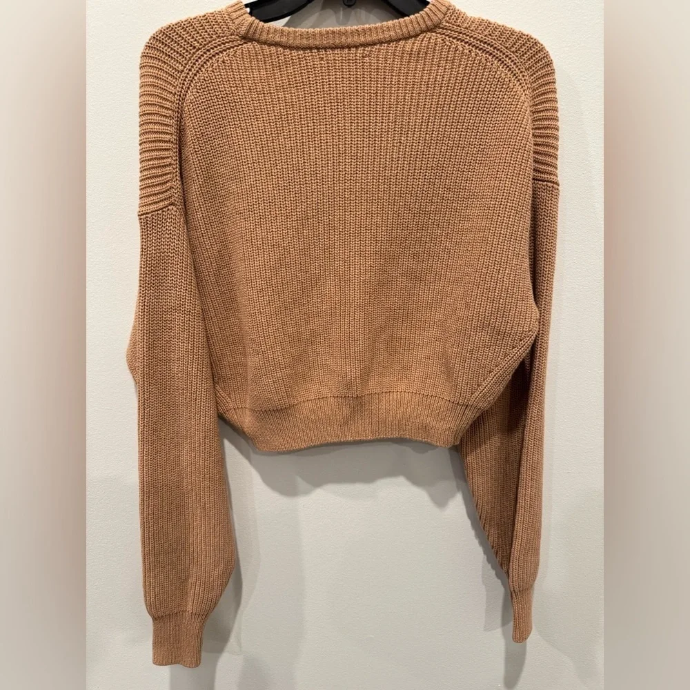 Reformation Sami Crop Camel Crew Neck Sweater size small
